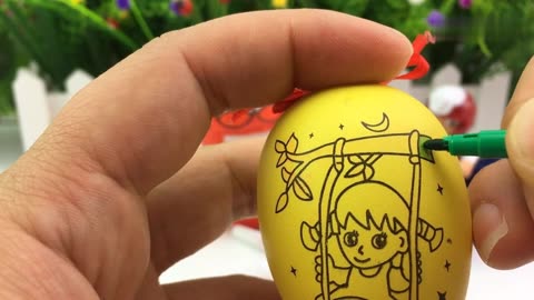 卡通彩绘鸡蛋小女孩荡秋千汪汪队立大功